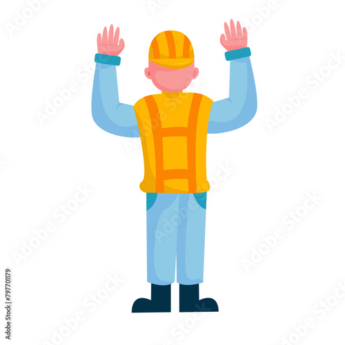 Construction worker character illustration sets