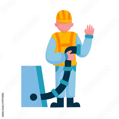 Construction worker character illustration sets
