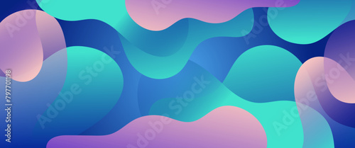 Blue and purple violet minimalist abstract simple banner with blob liquid wave shapes. Vector design layout for presentations, flyers, posters, background, annual report, invitations