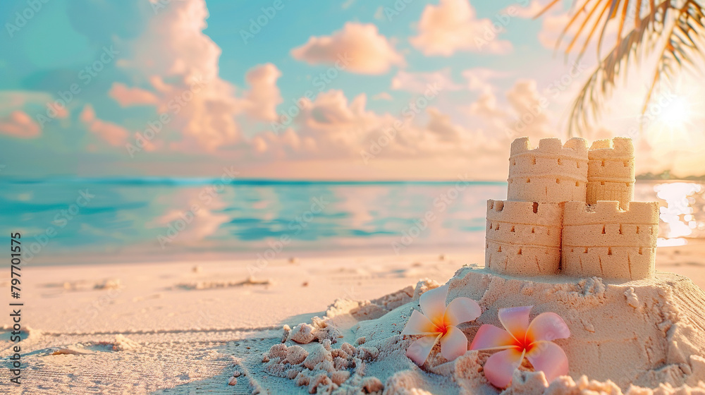 Beautiful sandcastle on the beach Beautiful sandcastle on the beach