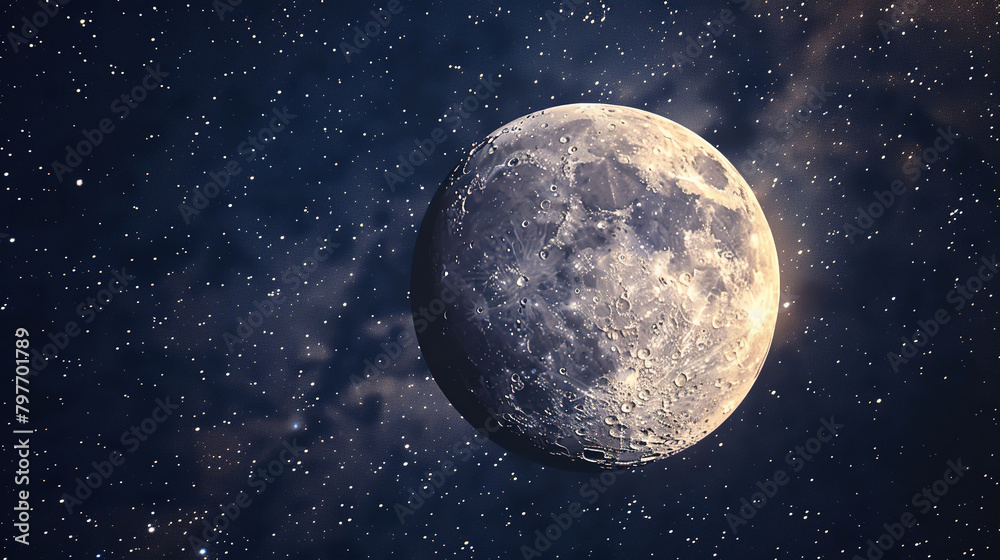 Obraz premium Ultra realistic of moon with milky way and stars in a space