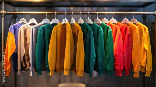Row of Vibrant Youth Cashmere Sweaters Display © Postproduction