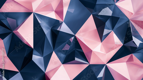 Geometric Polygons in Navy Blue and Rose Pink © Tahir