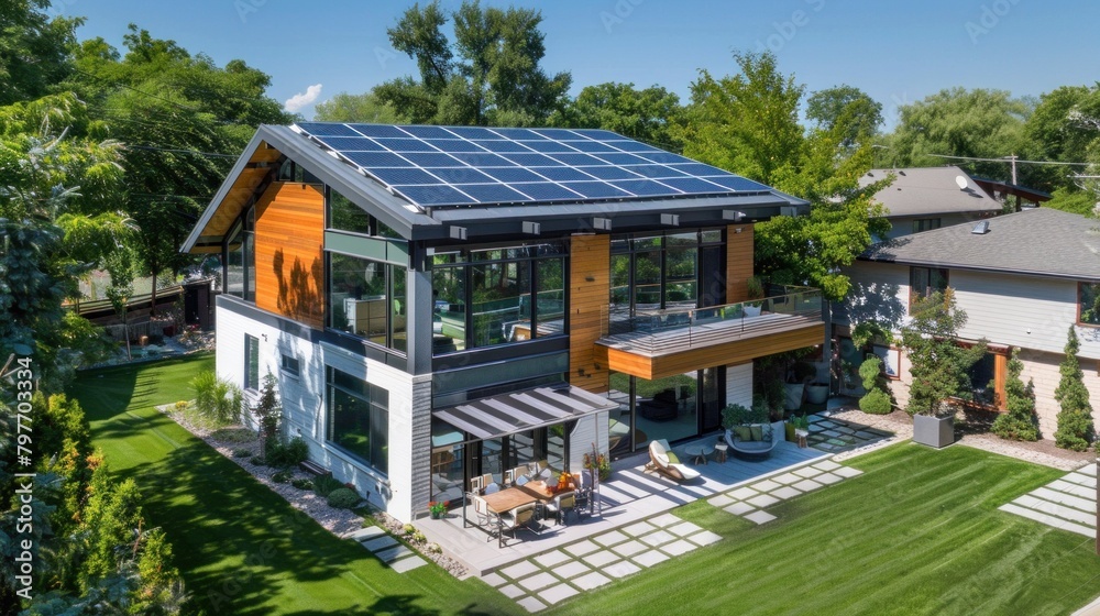 State-of-the-Art Passive House with Photovoltaic System in a Picturesque Suburban Yard