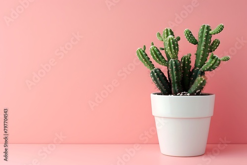 Mockup paper spiral calendar with cactus on pink background photo