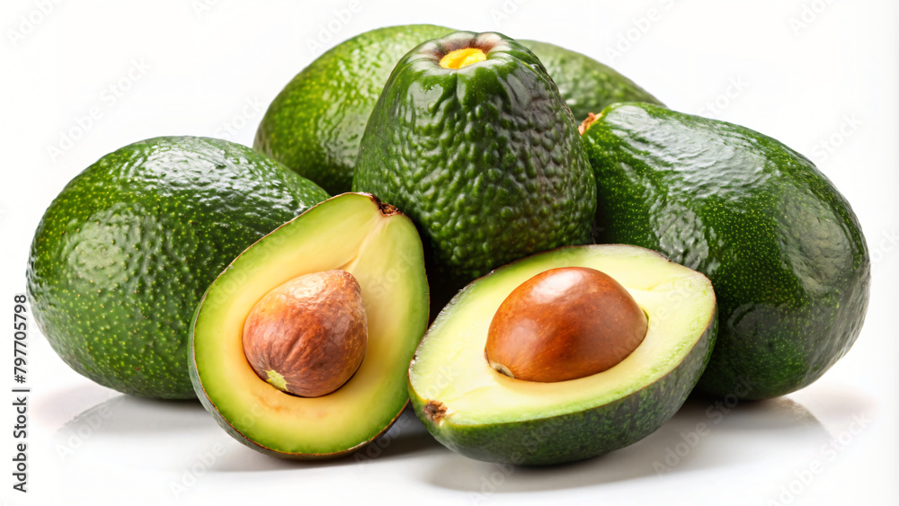 Fresh ripe avocadoes isolated on white background Fresh ripe avocadoes isolated on white background