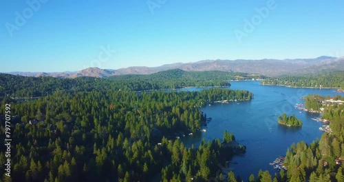 The Alps of Southern California, Lake Arrowhead In San Bernadino National Forest, United States. Aerial Shot photo