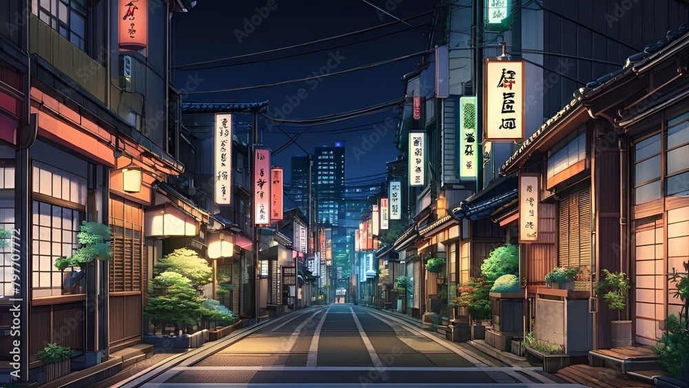 Japanese street at night