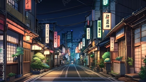 Japanese street at night