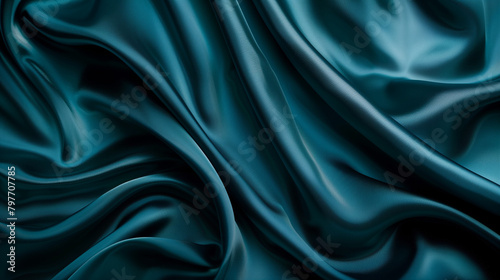 Dark cyan silk background texture photo