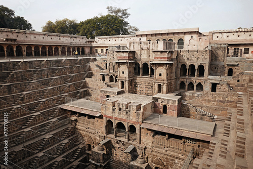 Panna Meena Ka Khun or the stepwells of Chand Baori, in Jaipur, India. It was built as a monument to the goddess of joy and happiness, Hashat Mata. photo
