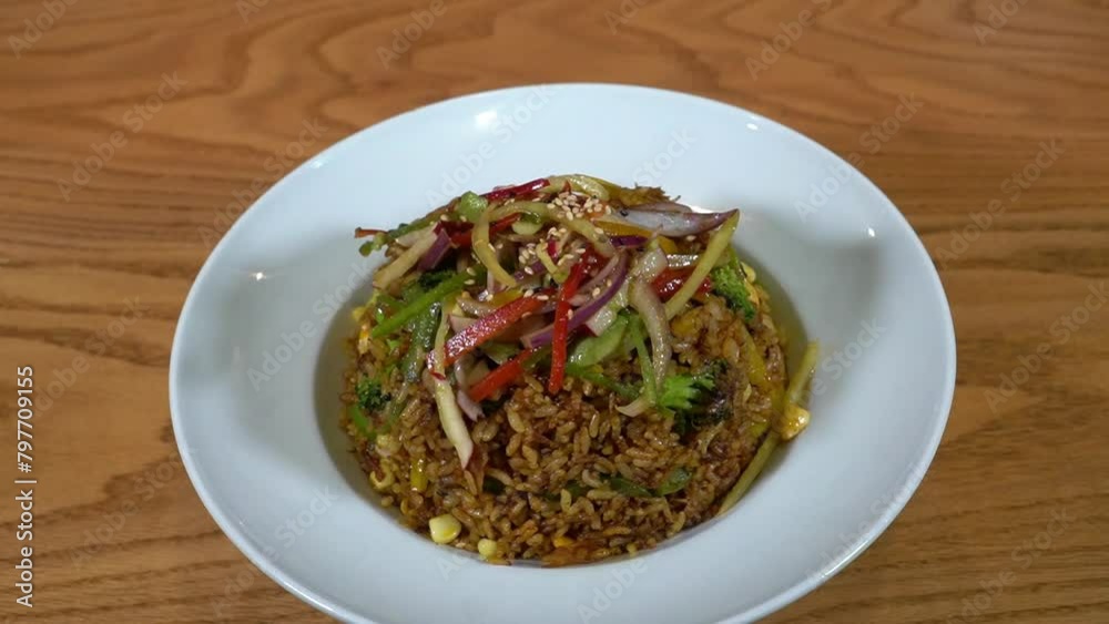 rotating chinesse rice food fried dish tasty rotating chinesse rice food fried dish tasty