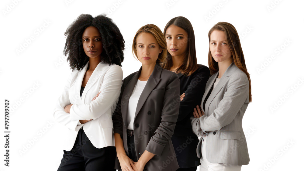 A group of businesswomen, are smiling of white background. A group of businesswomen, are smiling of white background.