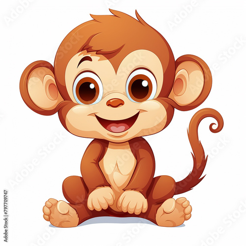 3d photo of happy monkey baby on white background made with generative ai