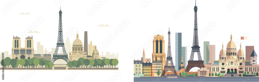 Paris skyline in flat style