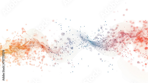 A colorful wave of dots and lines on a white background