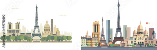 Paris skyline in flat style