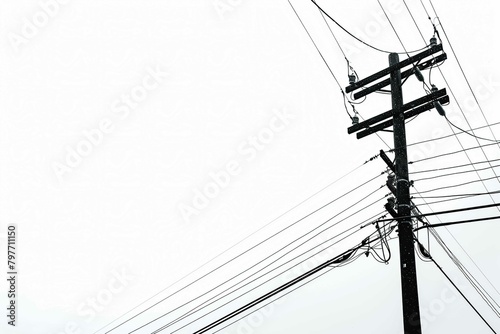 Power lines, isolated on white
