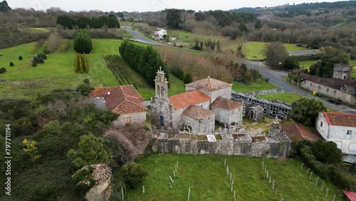 Santa Uxia de Eiras Church, San Amaro, Aerial View photo