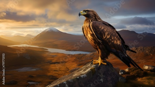 golden eagle in the sunset photo