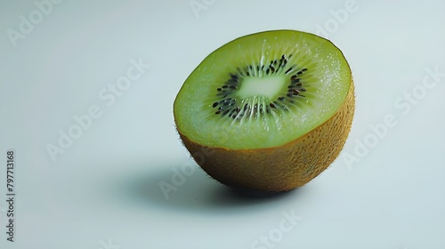 Ripe whole kiwi fruit and half kiwi fruit isolated on white background Ai generated  photo