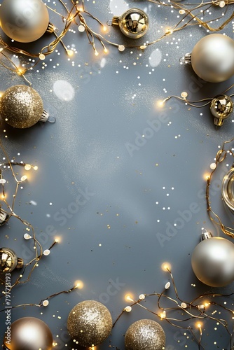 Blue Background With Gold and Silver Ornaments