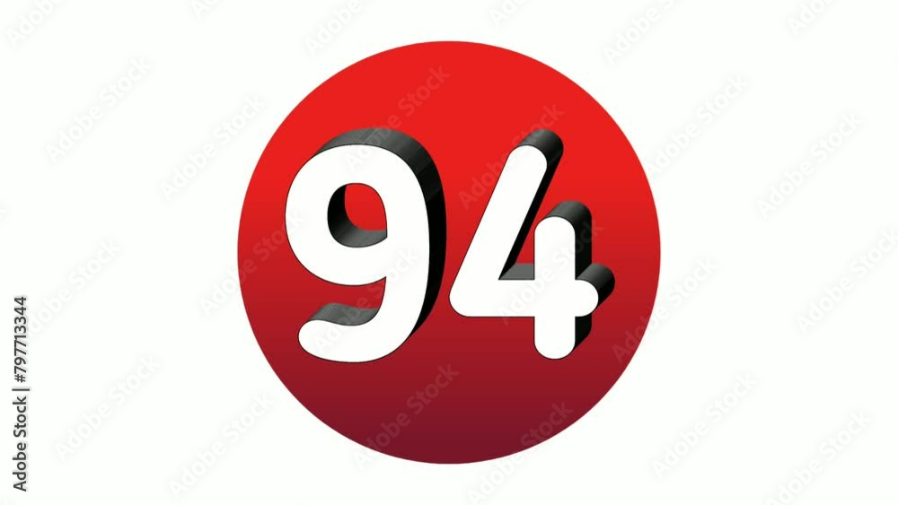 3D Number 94 ninety four sign symbol animation motion graphics icon on red sphere on white background,cartoon video number for video elements 3D Number 94 ninety four sign symbol animation motion graphics icon on red sphere on white background,cartoon video number for video elements