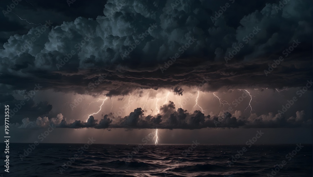 The fierce intensity of a thunderstorm over the ocean ai_generated The fierce intensity of a thunderstorm over the ocean ai_generated