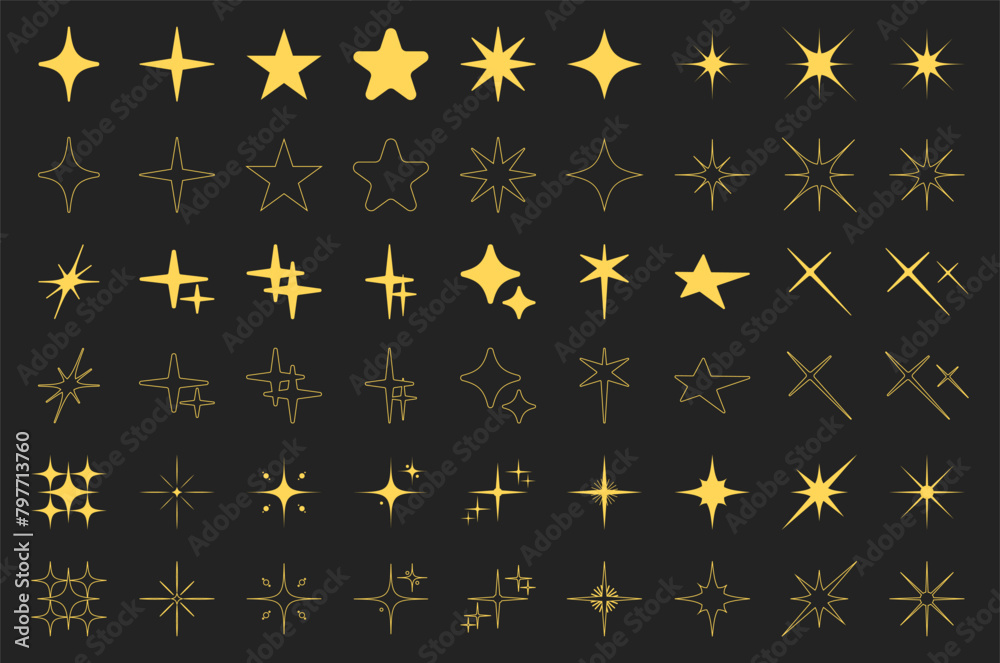 Icon stars sparkles. Trendy geometric forms. Vector set