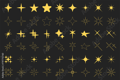 Icon stars sparkles. Trendy geometric forms. Vector set