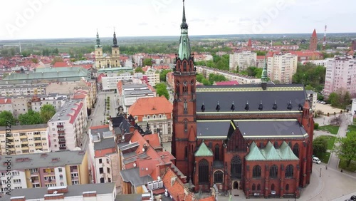 Aerial View Of Legnica Cathedral With Saint John the Baptist Church In The Distance In Poland. photo