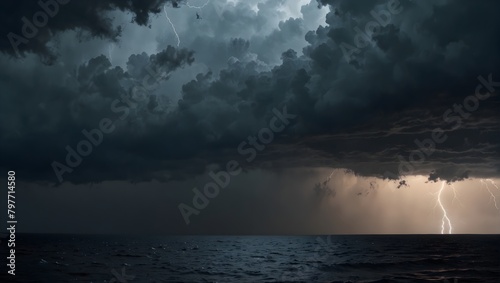 The fierce intensity of a thunderstorm over the ocean ai_generated