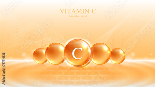 Vitamin C. drop vitamin C and cream collagen complex with from serum nature skin care vitamins. natural skin care cosmetic stimulate collagen. vector design.