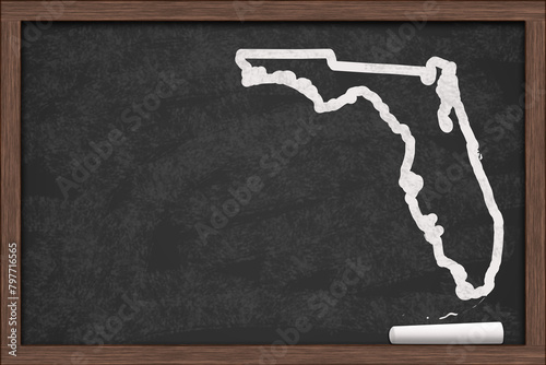  Map of the state of Florida on a chalkboard