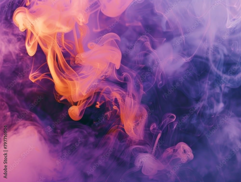 A dance of fiery and cool hues in smoke wisps A dance of fiery and cool hues in smoke wisps