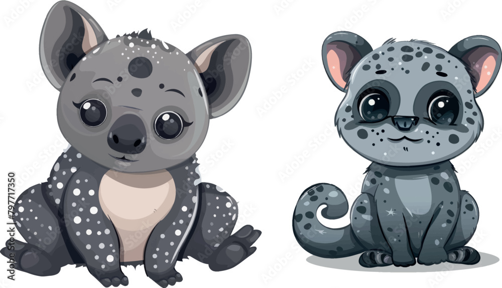 Combat cute grey spotted animal icon i