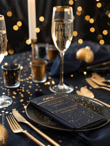 Sophisticated Dark Blue Fundraising Gala FlyerElegant Touches