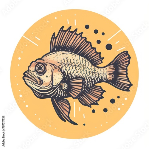 stonefish cartoon flat illustration minimal line art photo