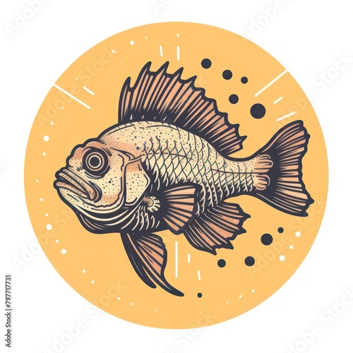 stonefish cartoon flat illustration minimal line art