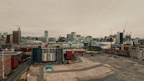 Aerial shot of Birmingham, UK. Capturing the Rotunda and Birmingham City Skyline photo