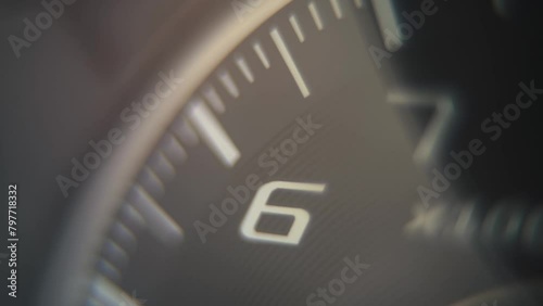 Macro smooth video of a motorcycle speedometer, mph scale photo