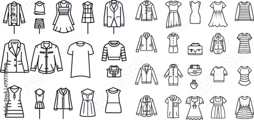 Clothes linear icons. outline clothes icons