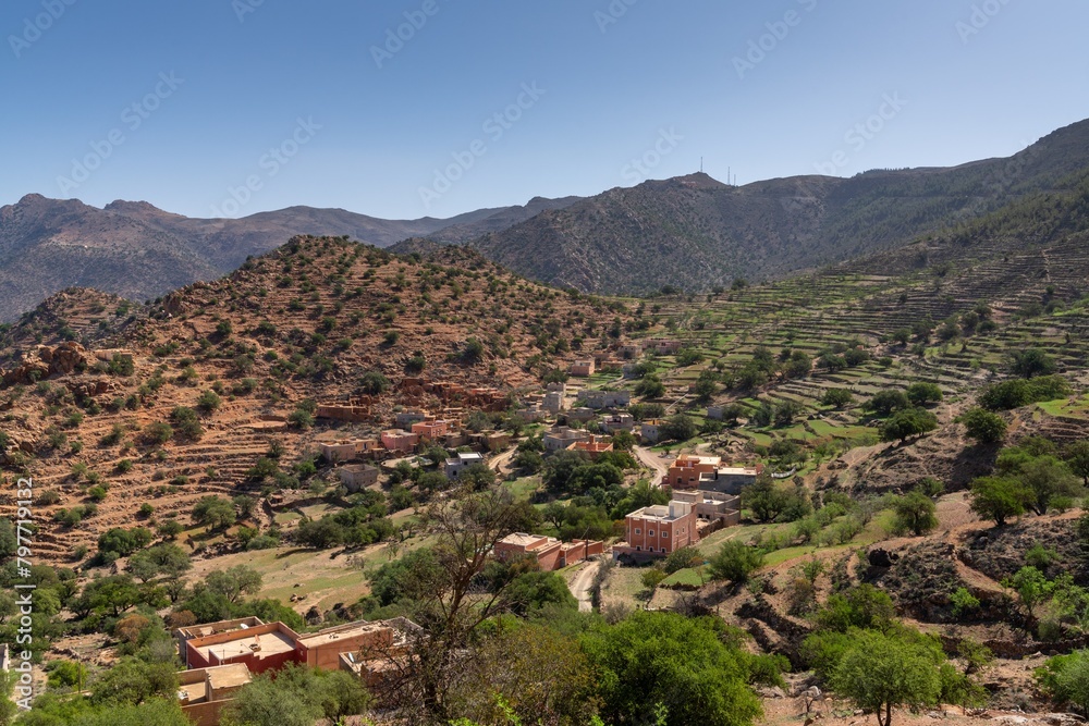 view of the Ammel village of Albid in the Lesser Atlas mountain range of Morocco
