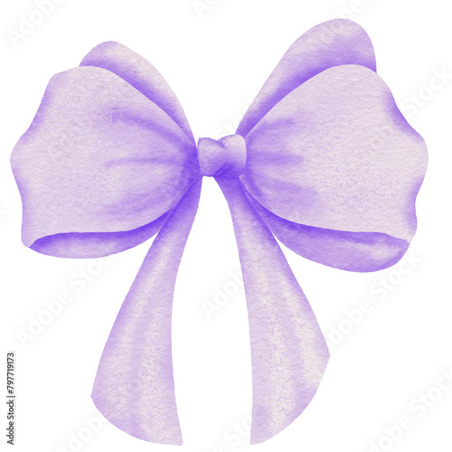 purple bow ribbon isolated on white background