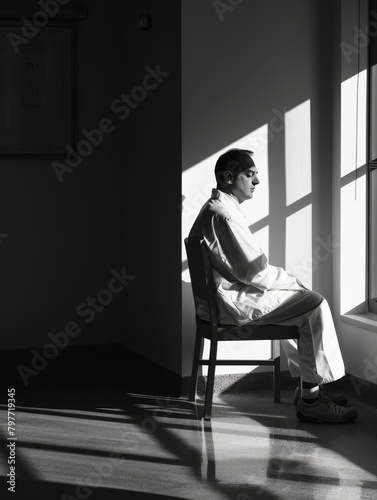 Healthcare Worker Resting forMoment: Compassion and Dedication in Action