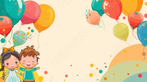 A Colorful illustration of a Children s Day Poster Background with the Text space