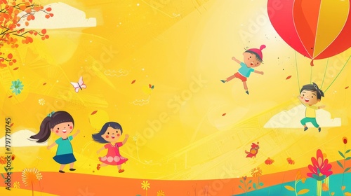 A Colorful poster of a Children's Day Background with the Text space