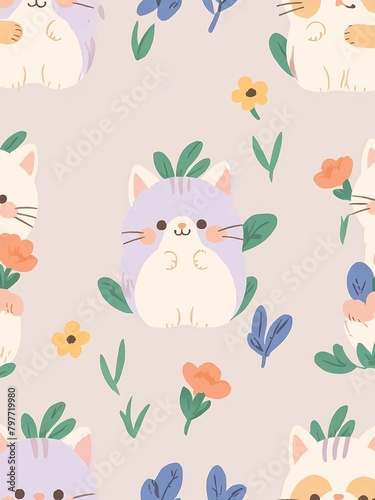 Cute colorful cat wallpaper background