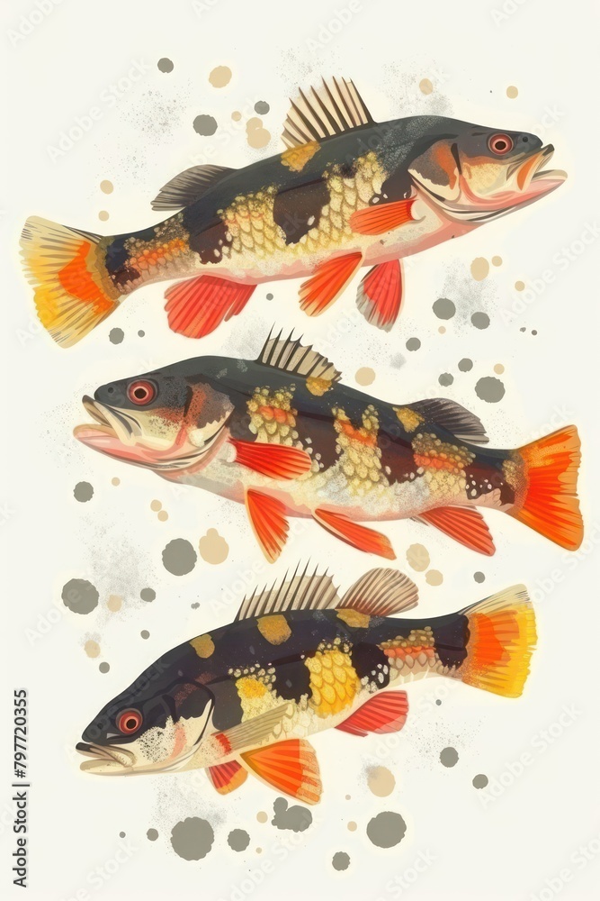 flat illustration of perch fish with calming colors