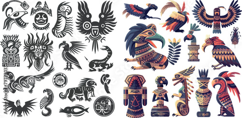 Aztec and maya ancient animal symbols